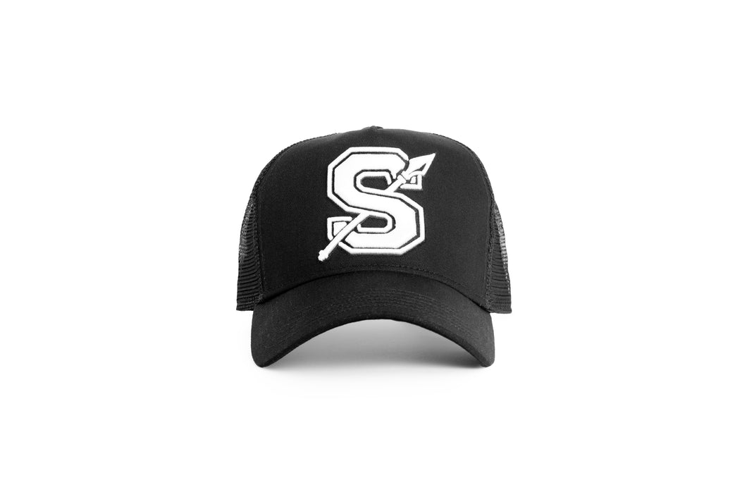 Spartan S Trucker- White on Black